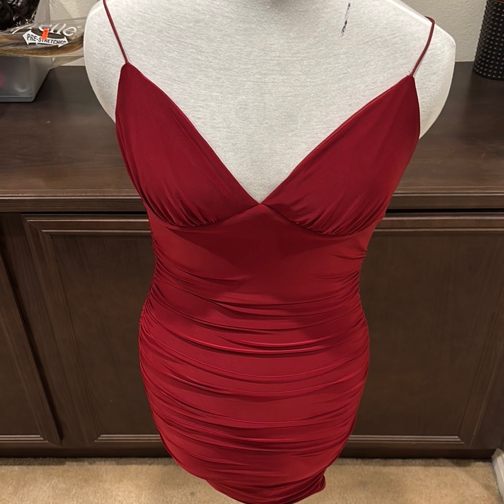 Elegant Red Spaghetti Strap Dress